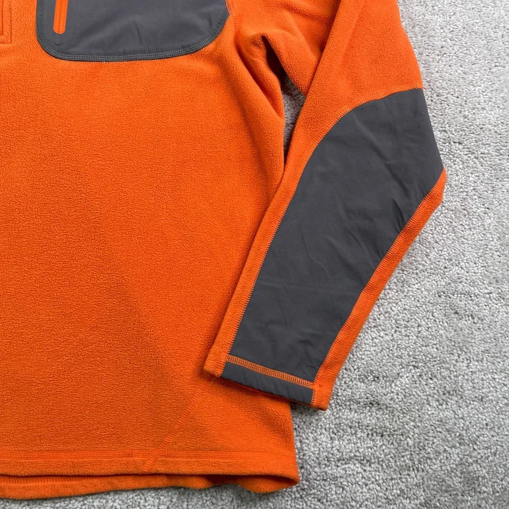 North Face Sweatshirt Mens Medium Orange Polartec Classic Fleece Quarter Zip